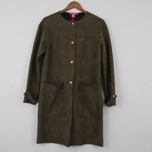 Catherine MaLandrino Olive Green Suede Snap Jacket